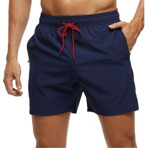 NEW Saks Fifth Avenue Swim Trunks Large Coastal Preppy Pockets Navy